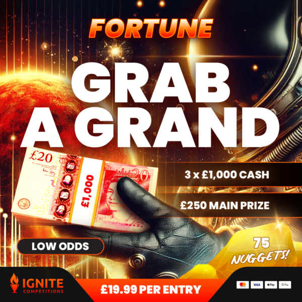 FORTUNE GRAB A GRAND! 3 MEGA CHANCES OF WINNING £1K CASH!